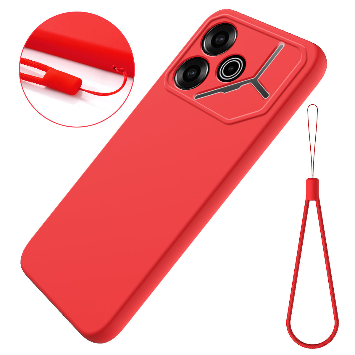 For Transsion Tecno Pova 6 5G Case Soft Liquid Silicone Phone Back Cover with Lanyard For Transsion Tecno Pova 6 5G Case Soft Liquid Silicone Phone Back Cover with Lanyard
